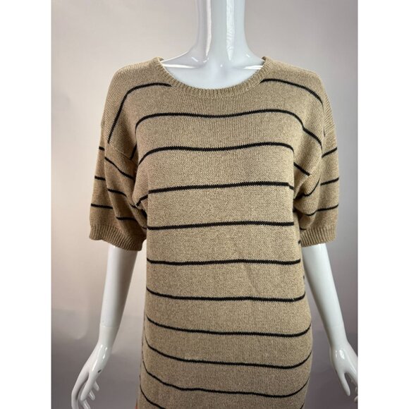 Jones New York Vintage 90s Striped Knit Sweater Dress Beige/Black W/ Orange & Pu - Picture 13 of 16